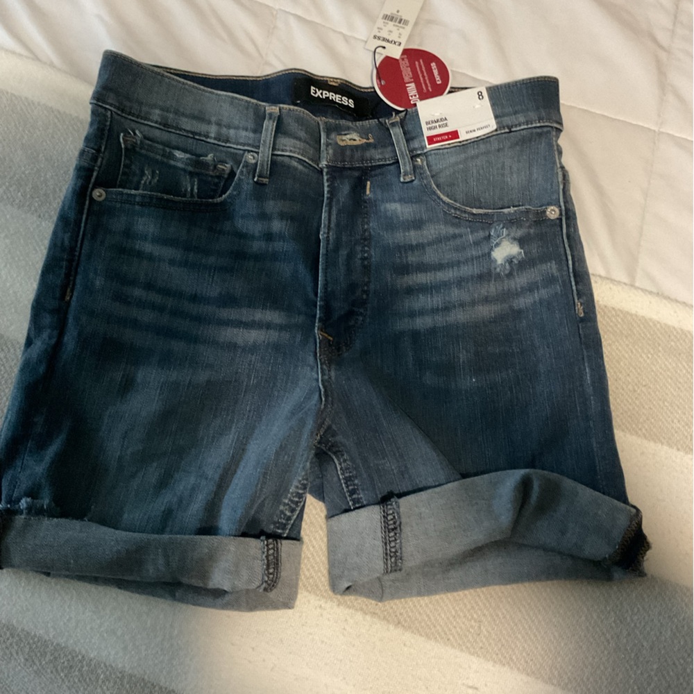NWT Express Dark Blue Denim Shorts